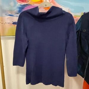 New York & Company Deep Blue Cowl Neck Sweater medium